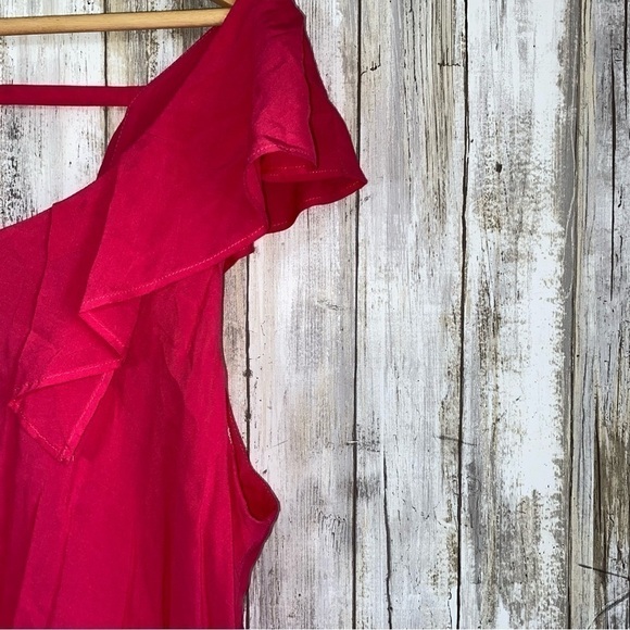 BCBGeneration Pink Ruffle Open Back Blouse - Picture 2 of 5